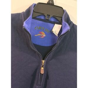 Orvis Mens Small Quarter Zip Pullover Navy Blue Pima Cotton Fast‎ Shipping!